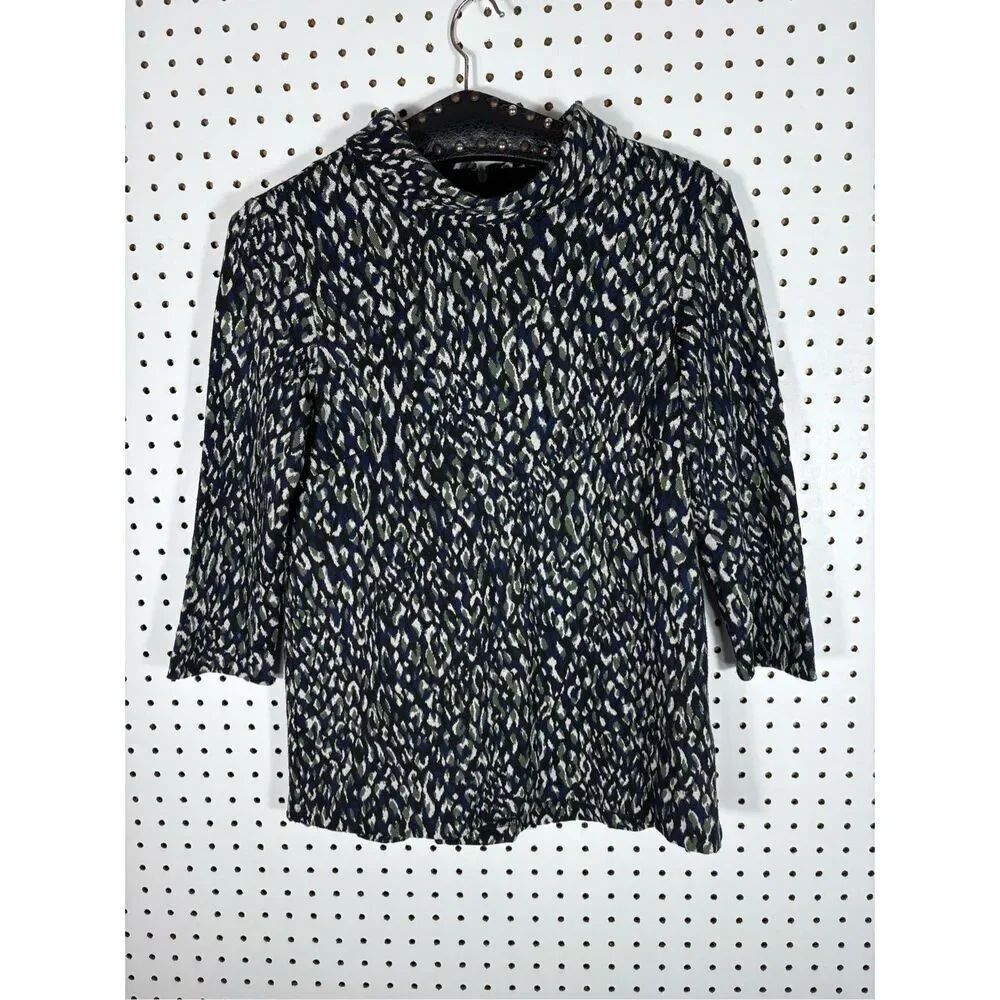 J.McLaughlin Leopard Print Knit High Neck Blouse size XS